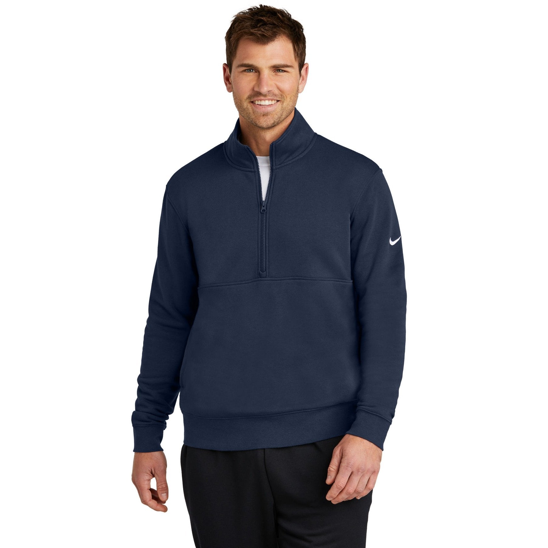 Nike-Nike Club Fleece Sleeve Swoosh 1/2-Zip NKDX6718-MedTech-6